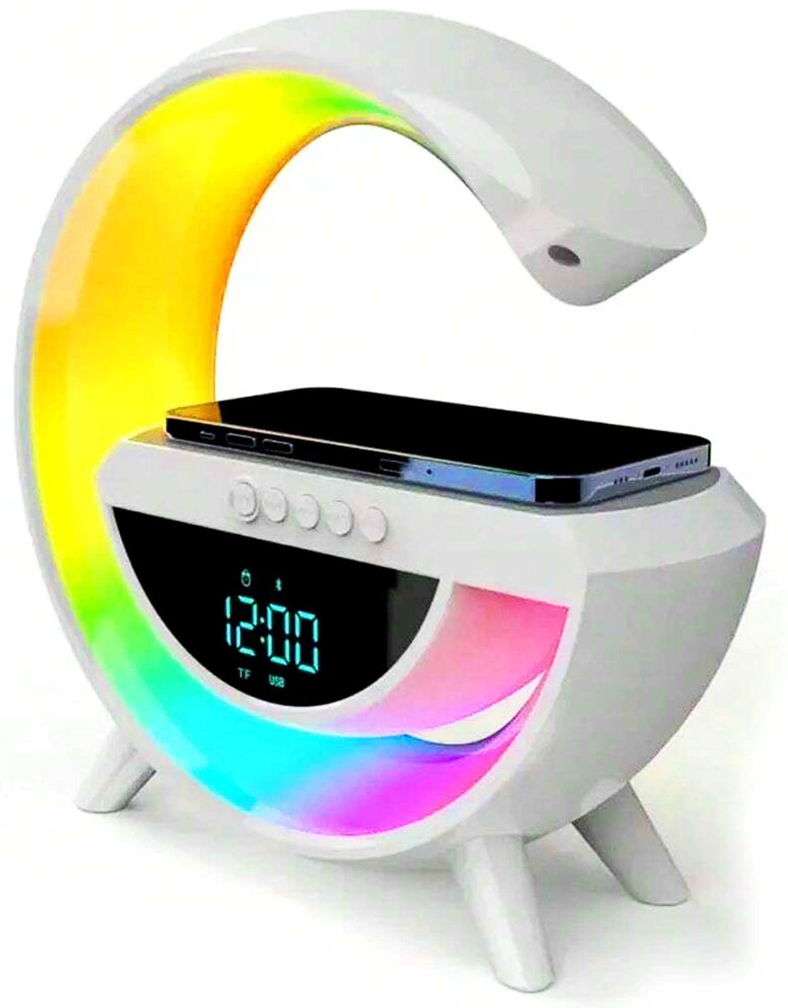 5v1 Chytrá bezdrátová nabíječka s Bluetooth reproduktorem a barevným LED osvětlením