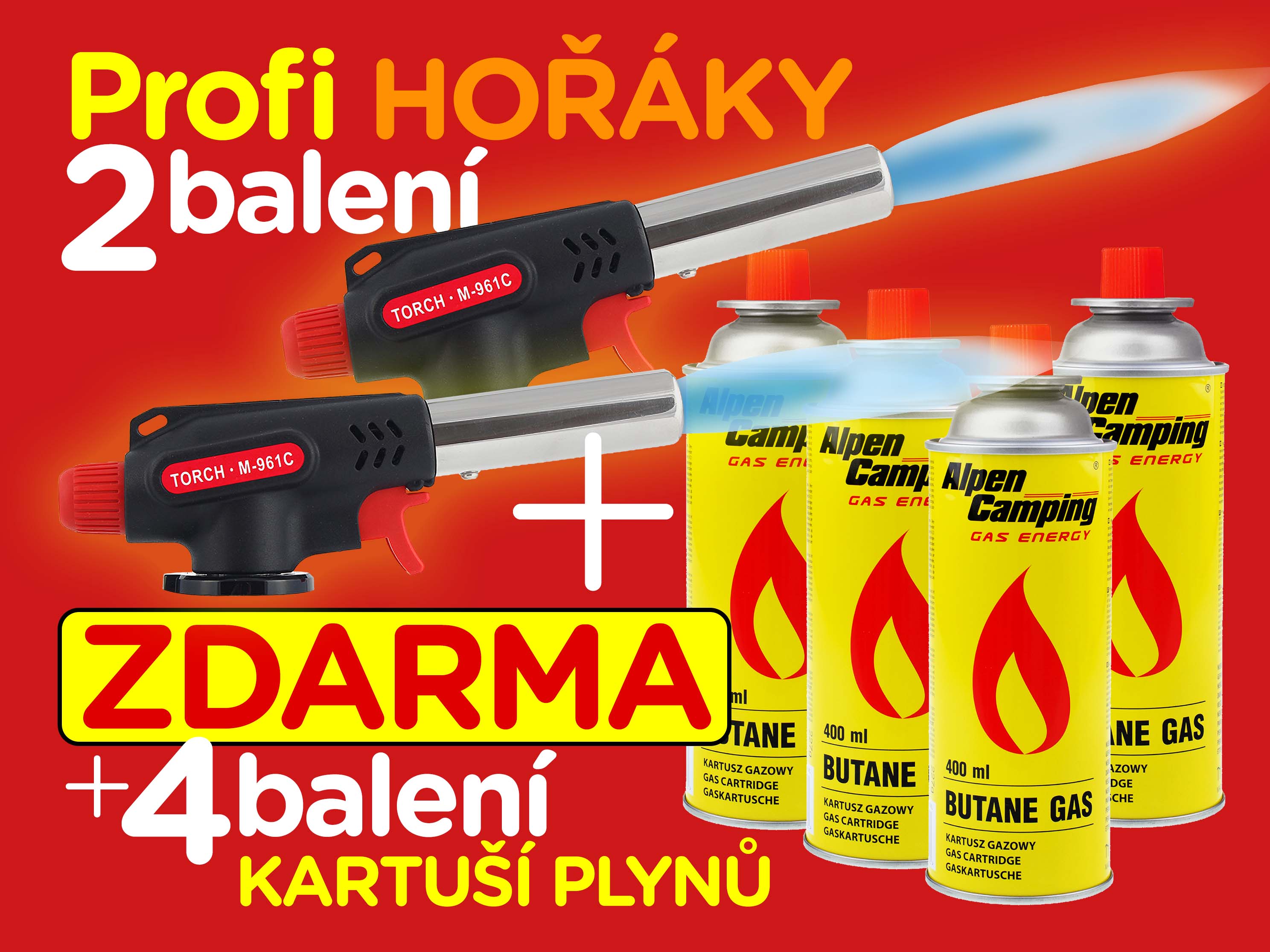 Profesionálních plynových hořáků. Plus ZDARMA ‼️ 4 BALENÍ kartuší plynu