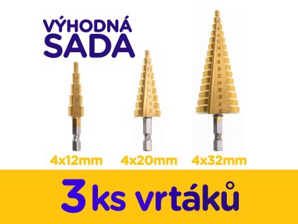 stupnovite vrtaky sada 3ks 4 12mm 4 20mm 4 32mm f02b