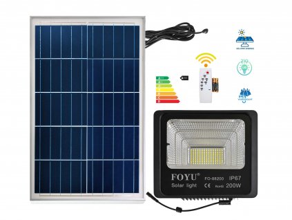 led svetlo solarni panel velky dalkove ovladani FOYU FO88200 200w f5