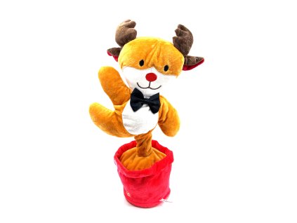 Tančící Vánoční Sob|mluvící - hrající - svítící hračka|30 cm|USB