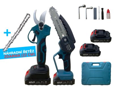 Aku sada 2v1 pila a nůžky + 2x baterie + řetěz 6 inch (22 cm) ZDARMA