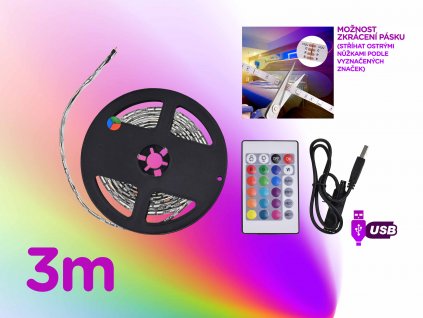 barevne 3m USB podsviceni pasove rgb dalkove ovladani FOYU f2