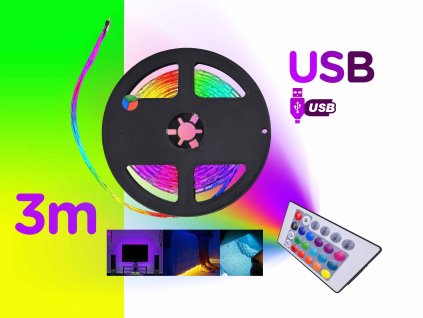 barevne 3m USB led podsviceni pasove rgb dalkove ovladani FOYU f1