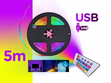 barevne 5m USB led podsviceni pasove rgb dalkove ovladani FOYU f1