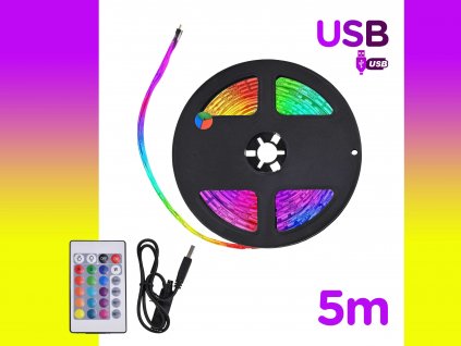 barevne 5m USB LED podsviceni pasove rgb dalkove ovladani FOYU f1d