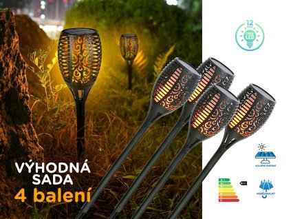 solarni zapichovaci led lampy efekt plamene 4ks f4