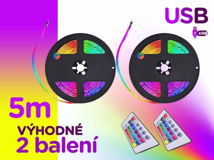 barevne 5m USB LED vyhodne 2 baleni podsviceni pasove rgb dalkove ovladani FOYU f1b