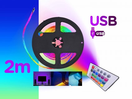 barevne 2m USB led podsviceni pasove rgb dalkove ovladani FOYU f1