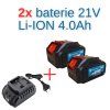 2 x Baterie 21V 4000 mAh + Rychlo-Nabíječka akumulátorů pro Aku nářadí