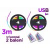 barevne 3m USB LED vyhodne 2 baleni podsviceni pasove rgb dalkove ovladani FOYU f2