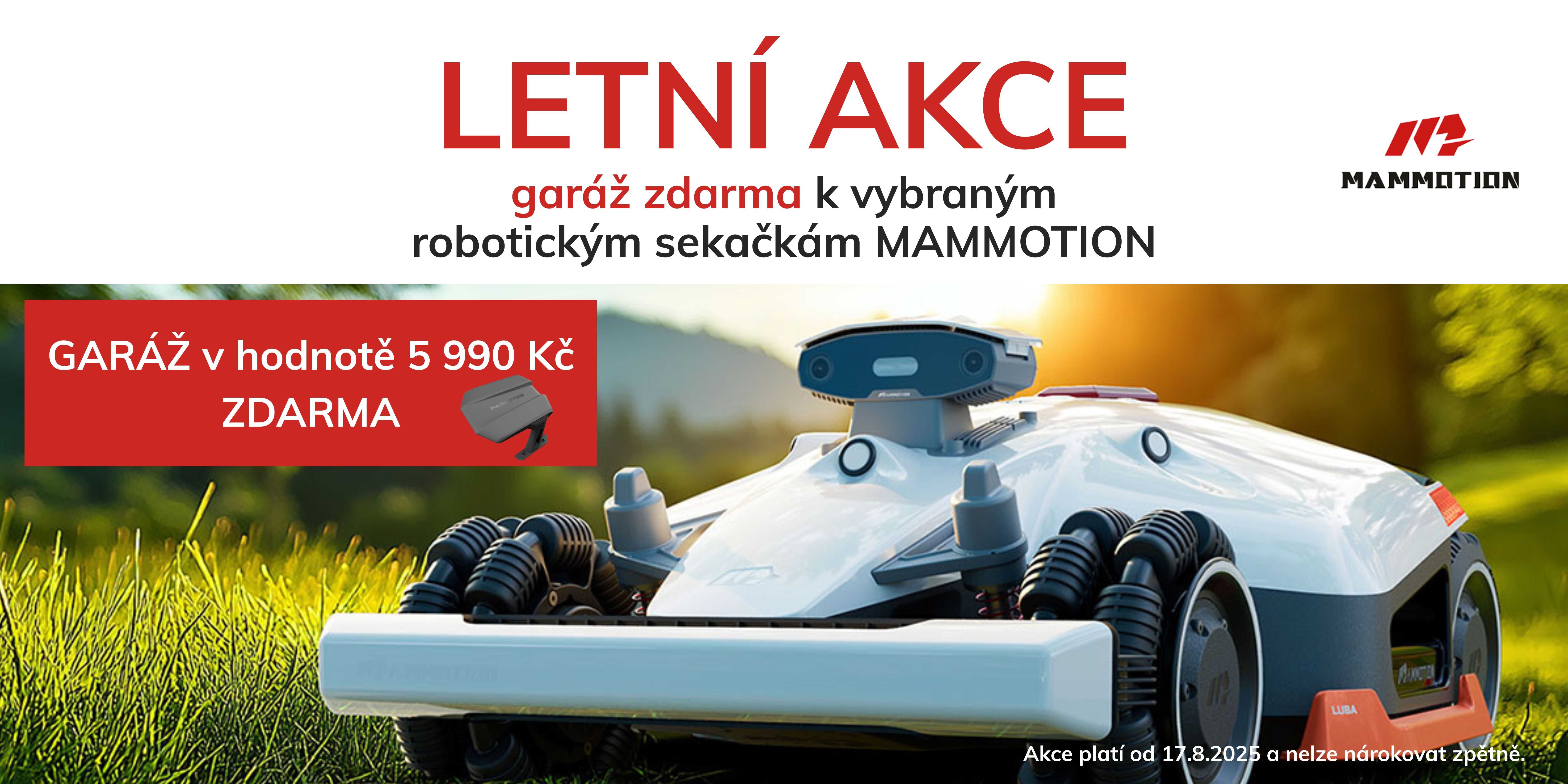 Letní akce garáž zdarma - mammotion