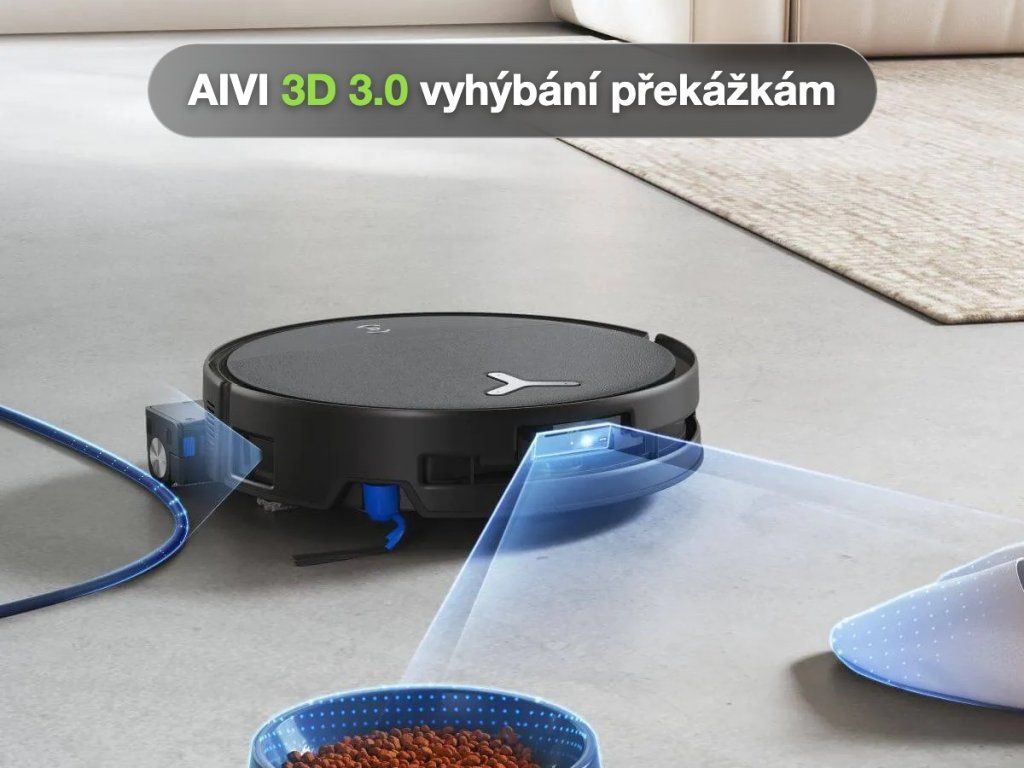 Orientace robotického vysavače kolem misky pro psa