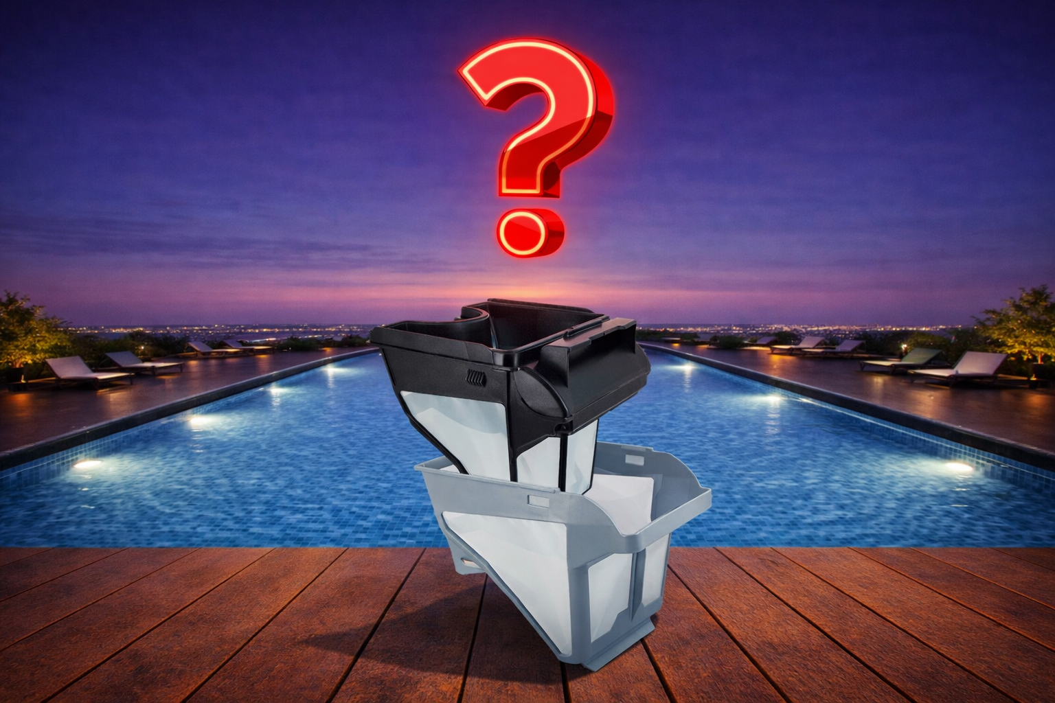 Detail duálního filtru z robotického vysavače Zodiac s otazníkem