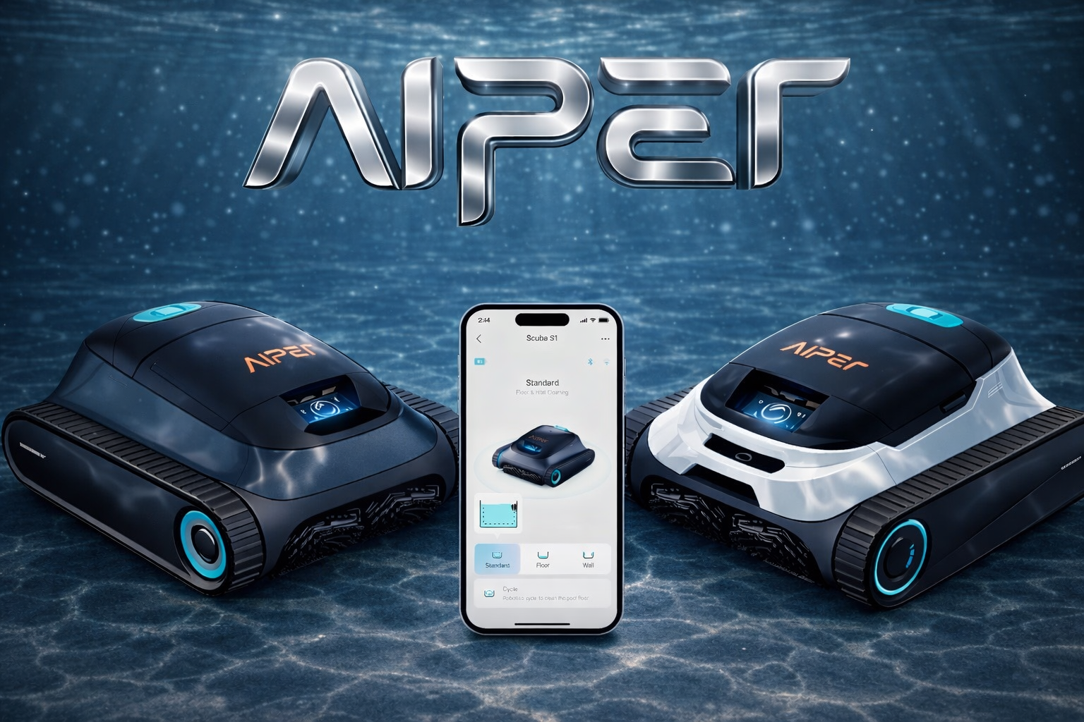 Aiper Scuba S1, Aiper Scuba N1 a telefon s aplikací na dně bazénu