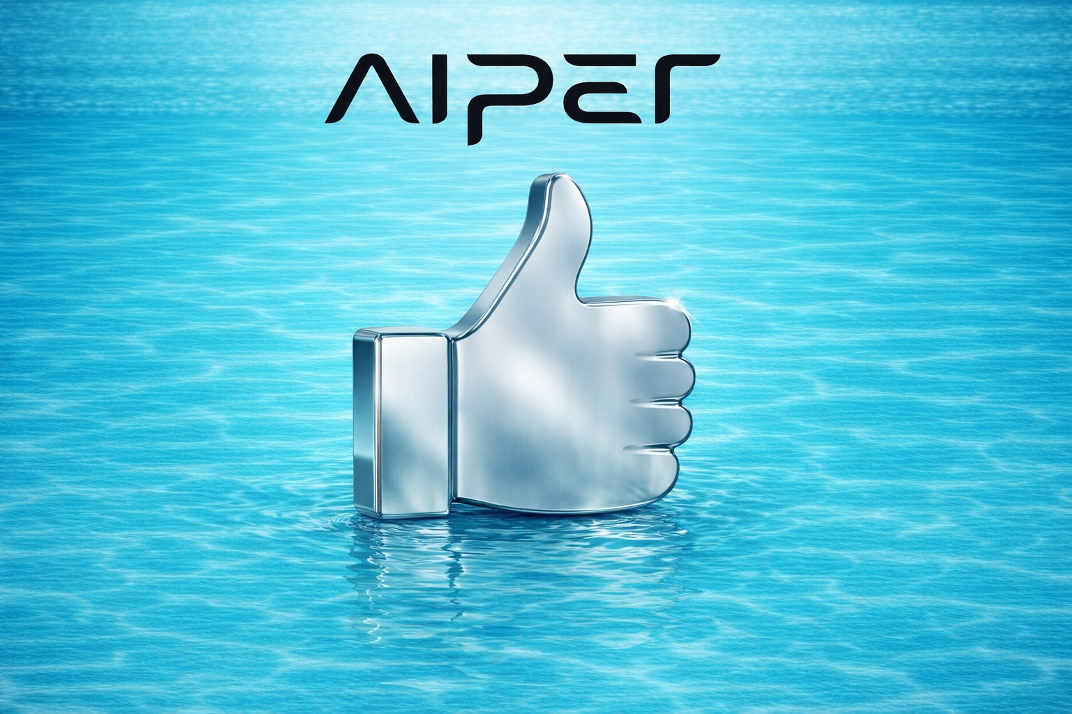 Logo Aiper a palec nahoru ve vodě