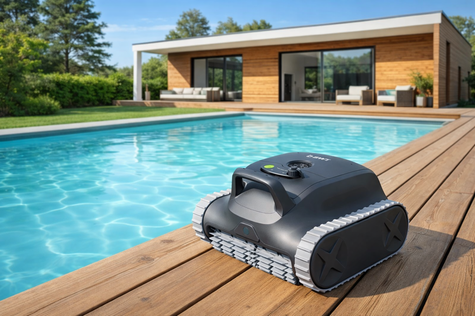 Bazénový robot BWT ES Nano u bazénu
