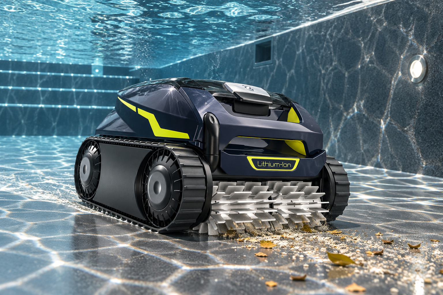 Bazénový robotický vysavač čistí dno bazénu