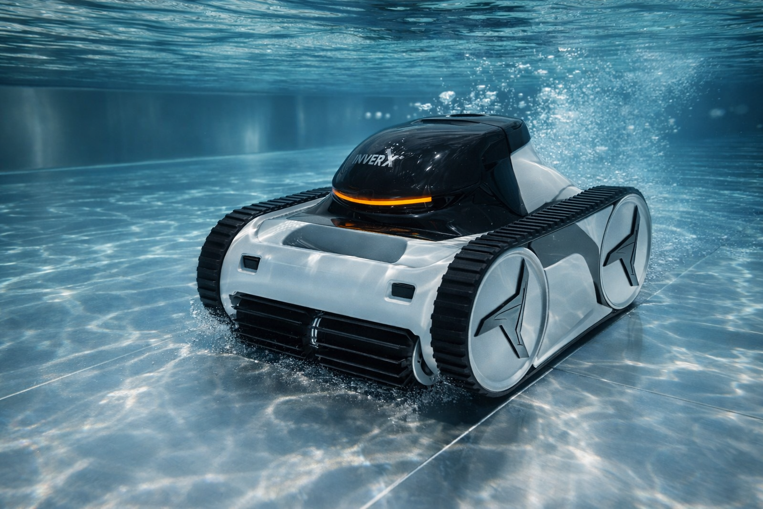 Robotický bazénový vysavač Fairland X80 při čištění dna