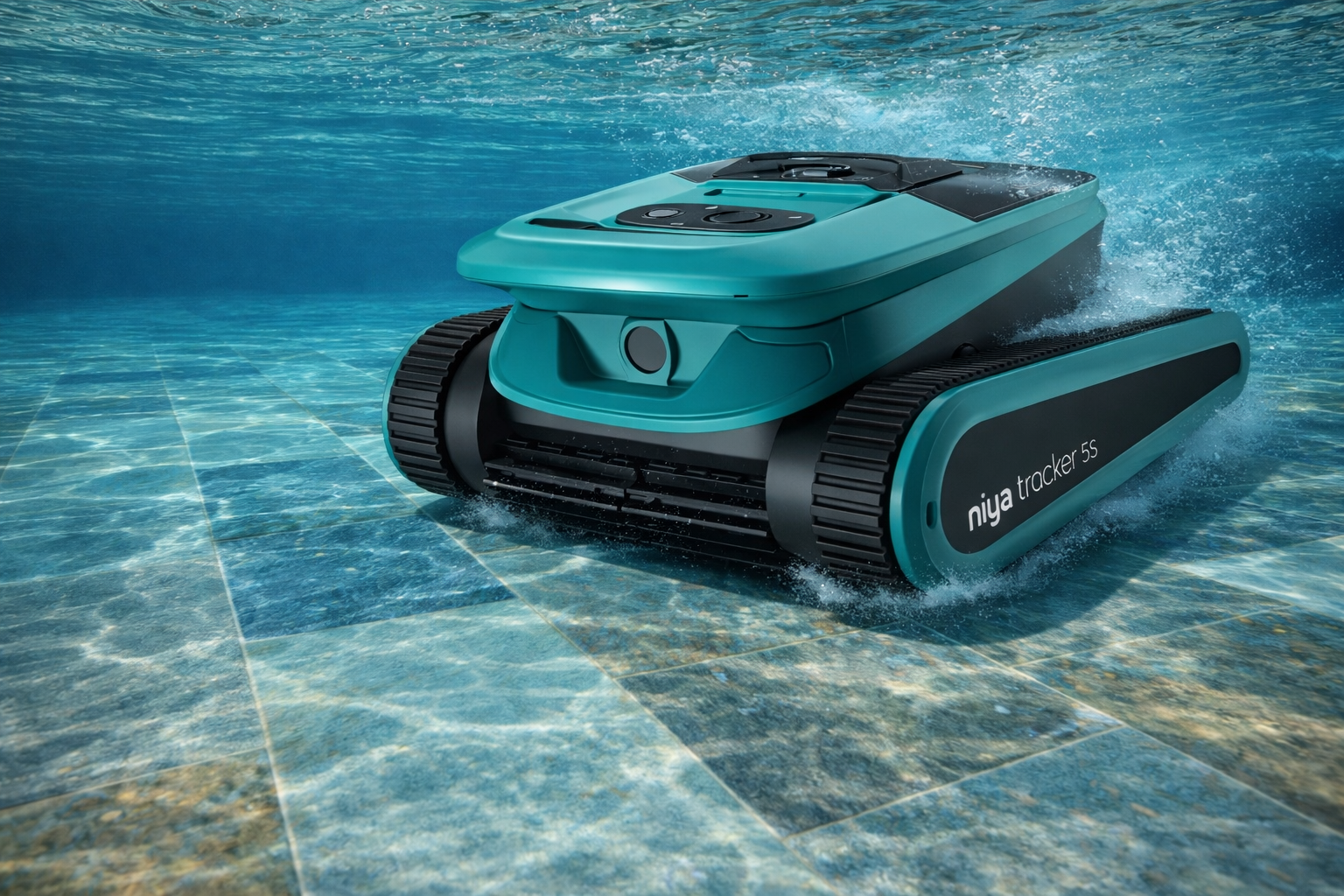 Robotický bazénový vysavač Niya Tracker 55 při čištění dna