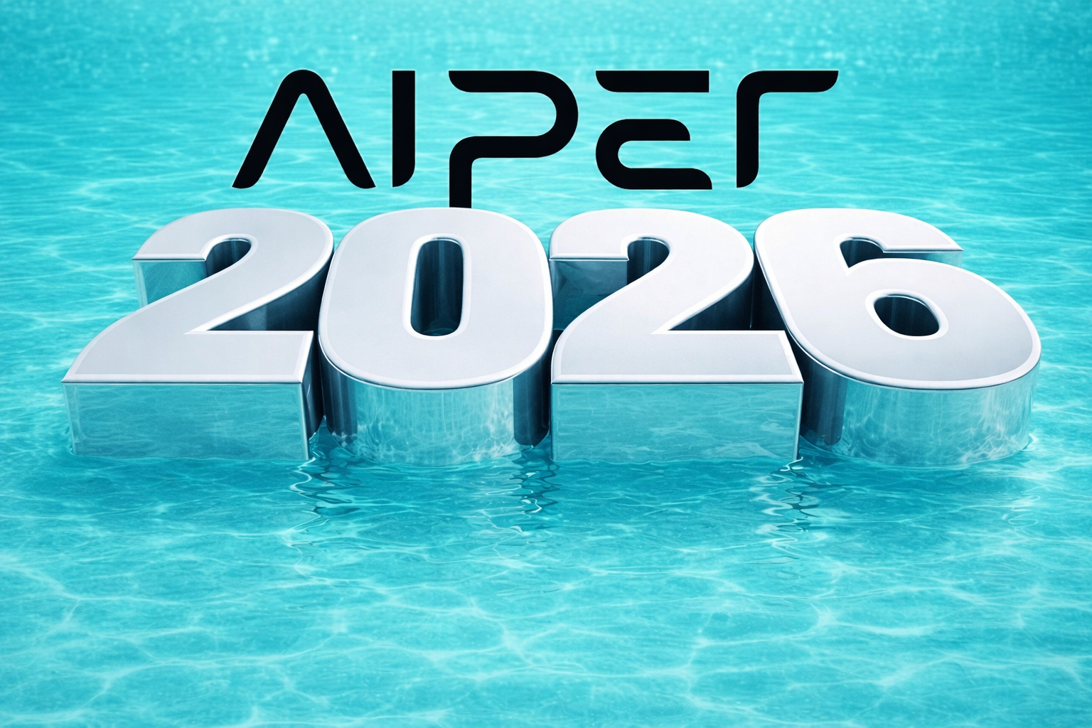 Logo Aiper a číslo 2026 ve vodě