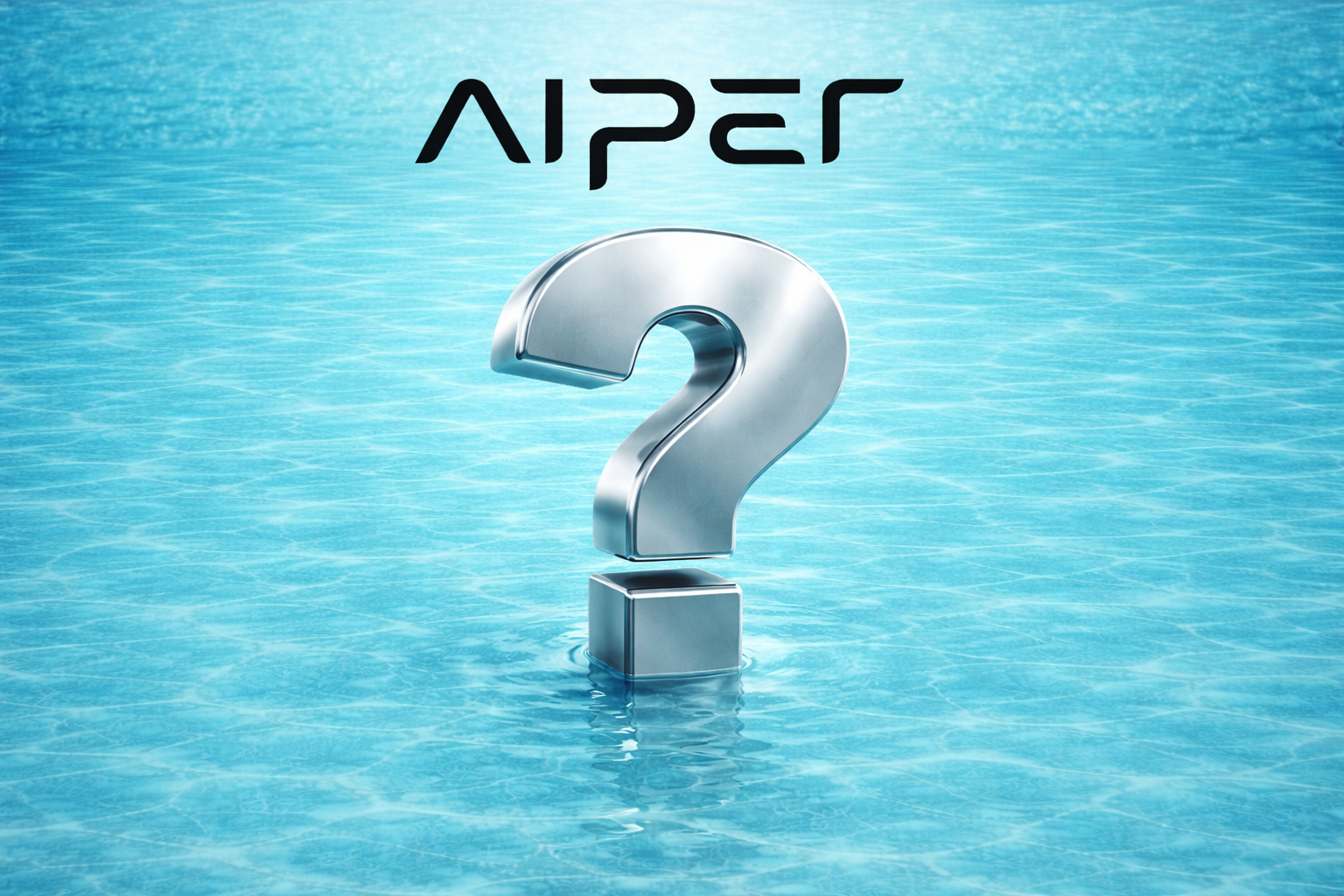Logo Aiper a otazník ve vodě