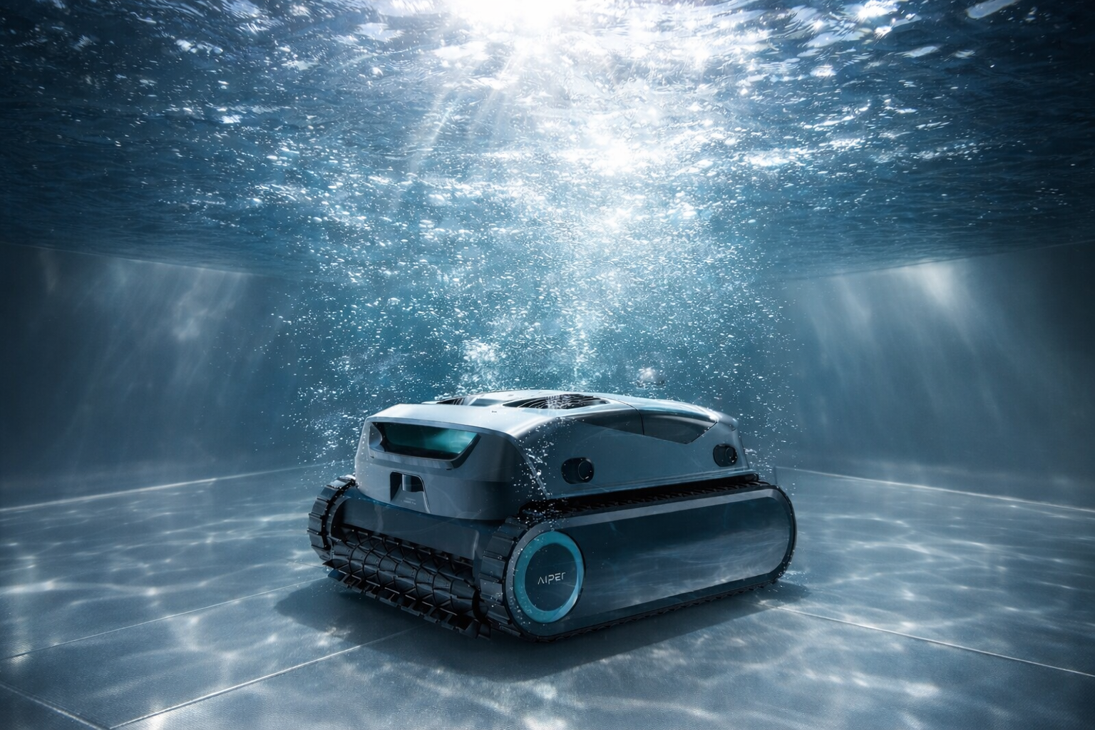 Robotický bazénový vysavač Aiper Scuba X1 Pro při čištění dna