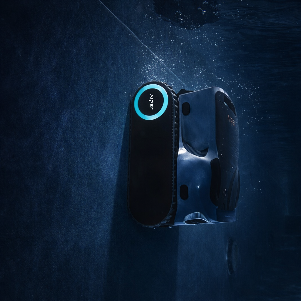 Robotický bazénový vysavač Aiper Scuba X1 Pro Max při čištění stěn