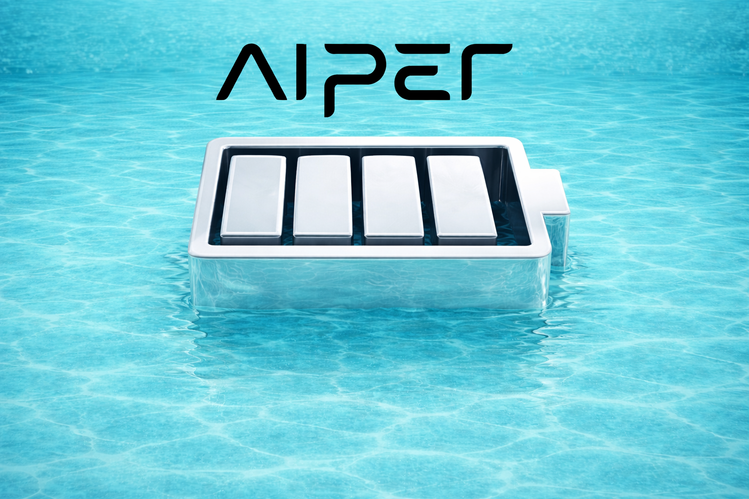 Logo Aiper a symbol baterie ve vodě