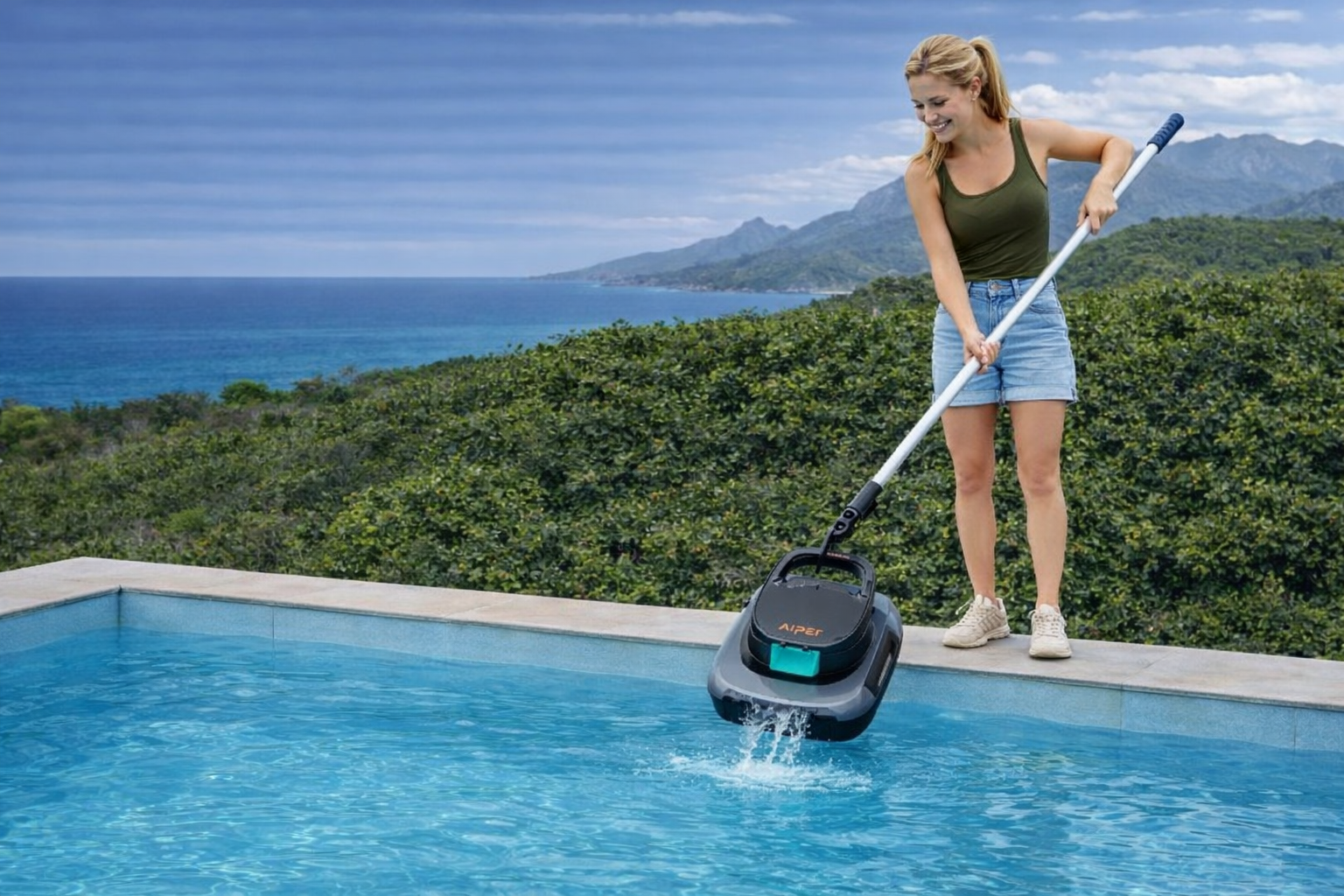 Robotický bazénový vysavač Aiper Scuba SE vyjmutí z bazénu