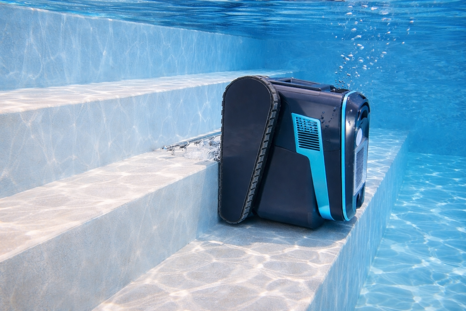 Robotický bazénový vysavač Dolphin Liberty 600 při čištění schodů