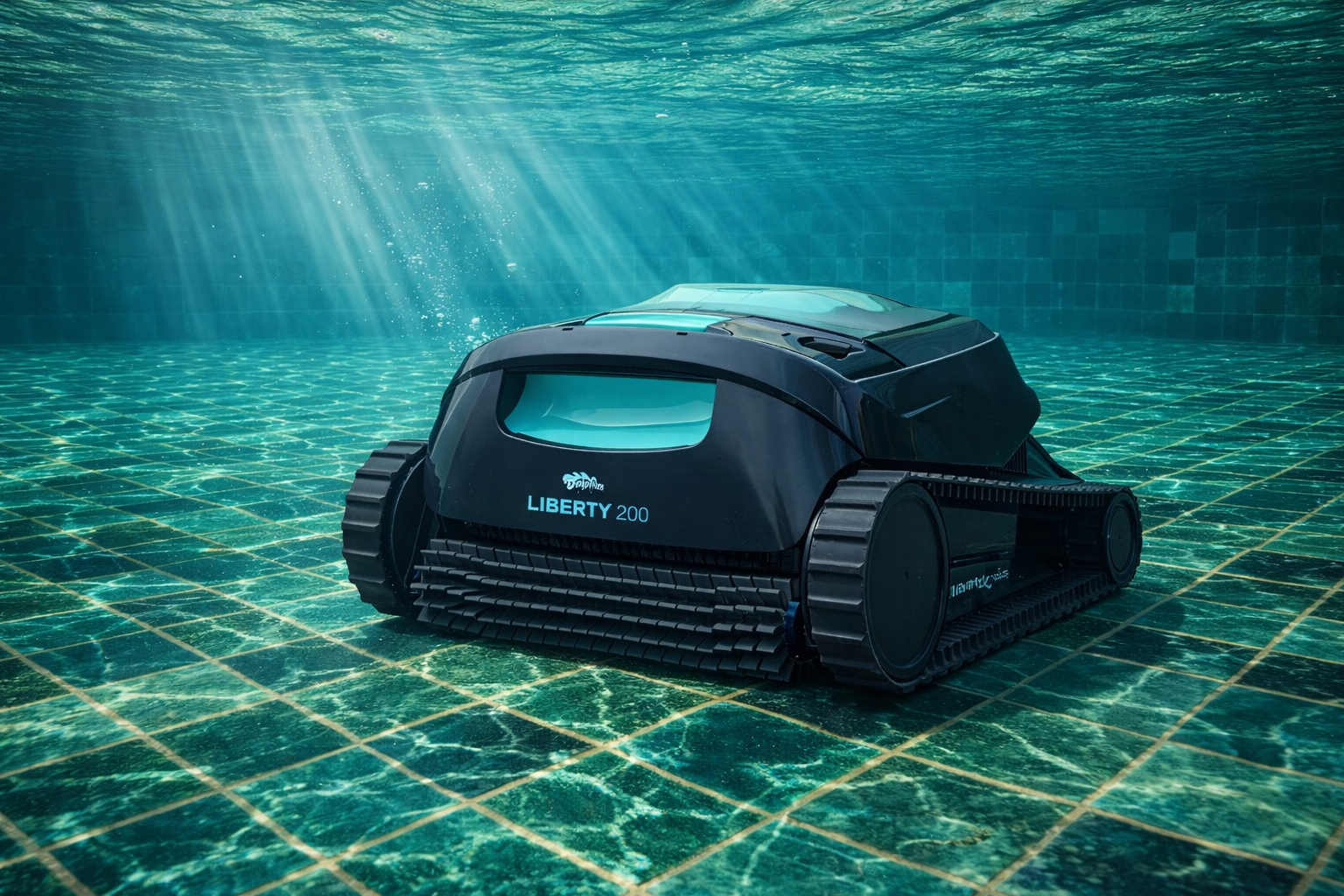 Robotický bazénový vysavač Dolphin Liberty 200 při čištění dna