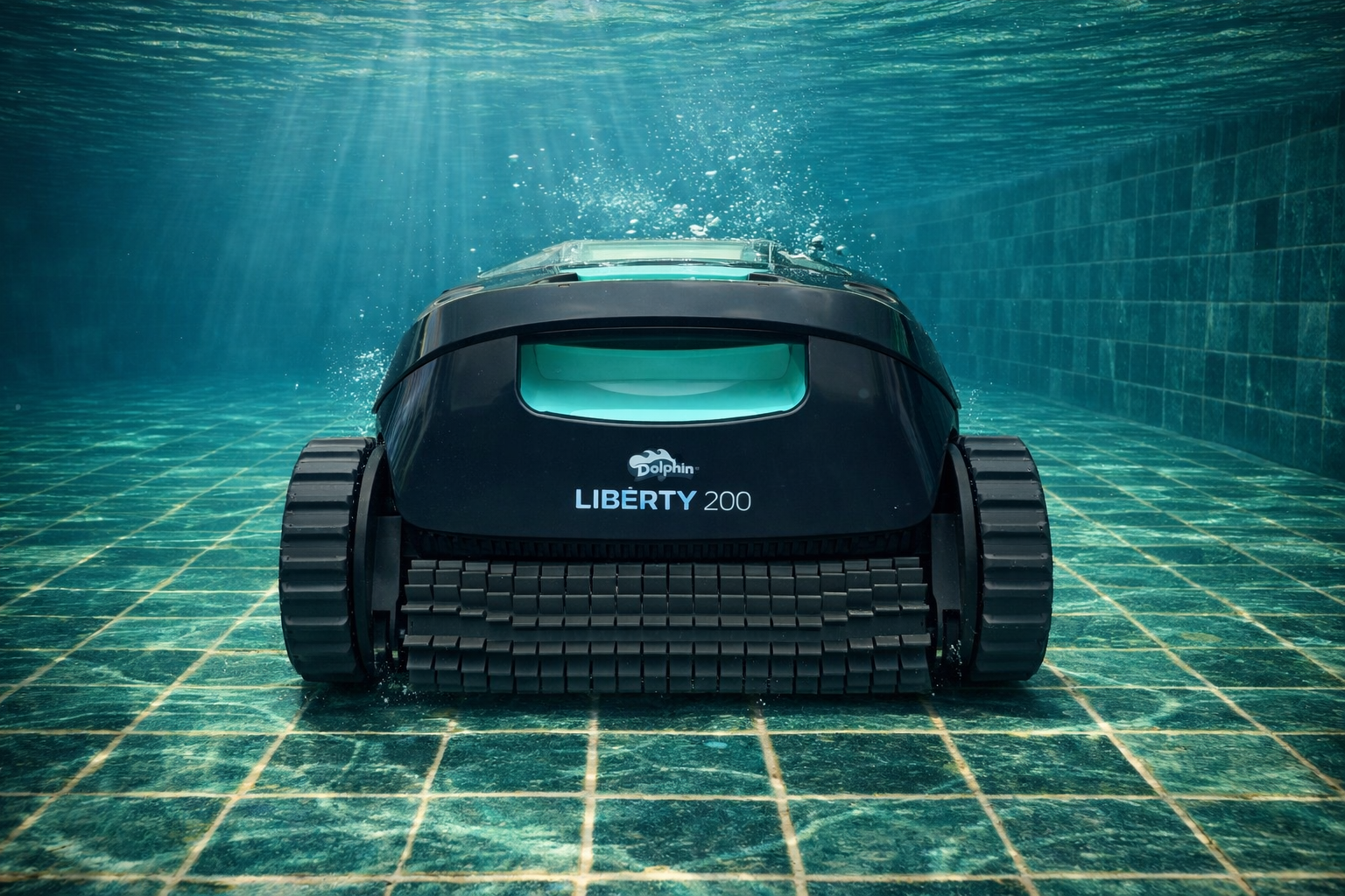 Robotický bazénový vysavač Dolphin Liberty 200 při čištění dna