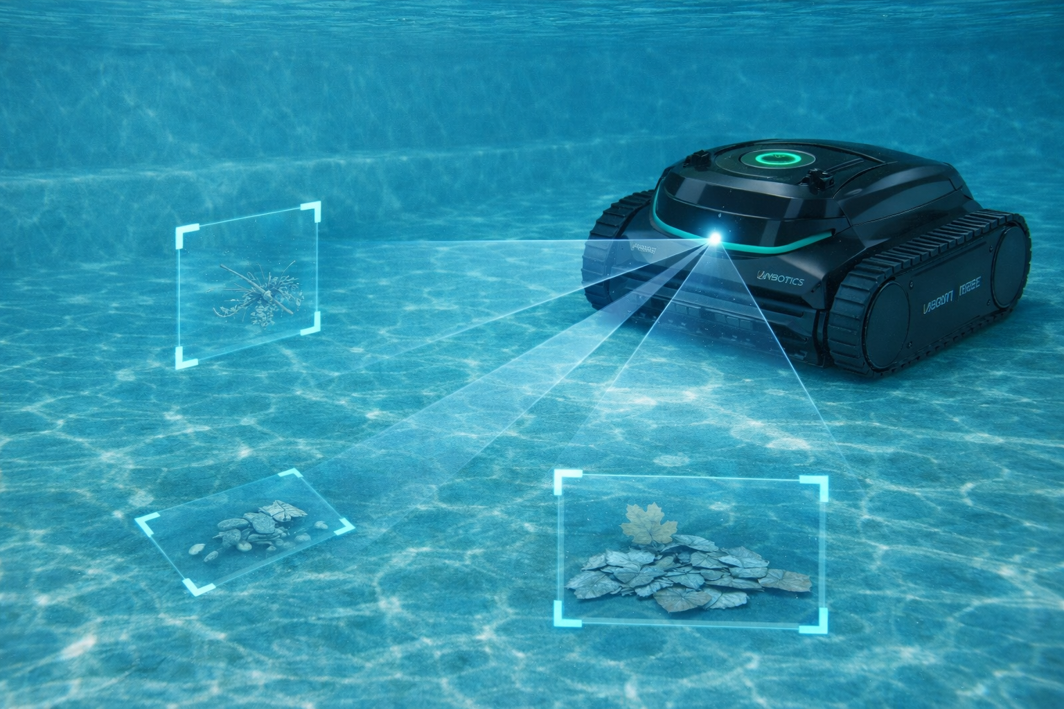 Robotický vysavač Wybot hledá nečistoty na dně bazénu