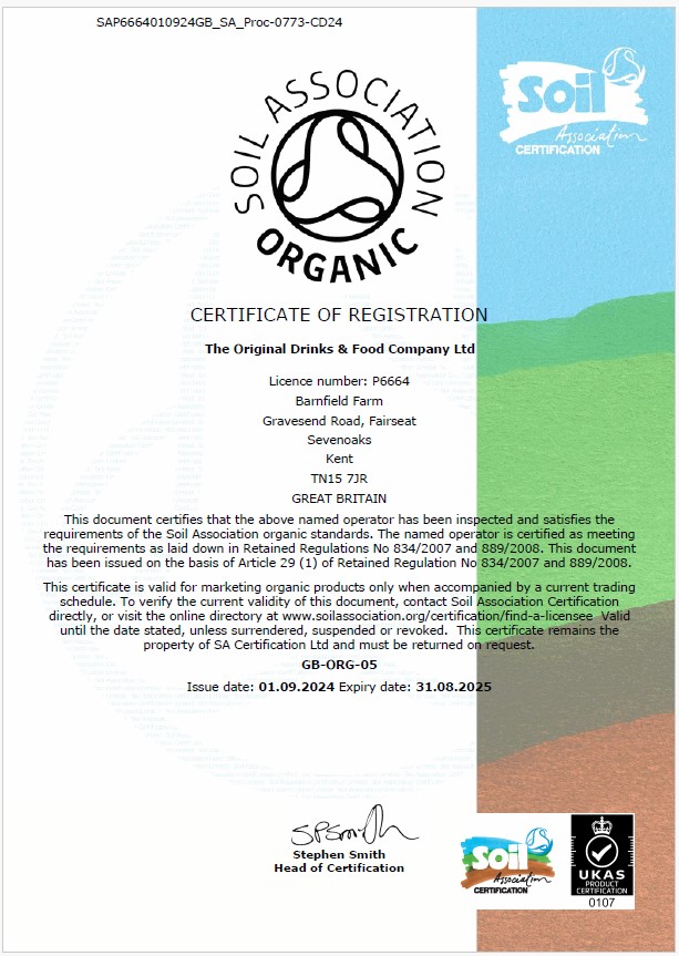🌿 Wussten Sie, dass Ihr Lieblingsgetränk aus Rochester Ginger jetzt das renommierte Bio-Zertifikat der SOIL ASSOCIATION trägt? 🌿