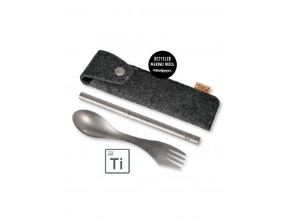 Light My Fire SPORK´N STRAW KIT TITANIUM in Merinowool Case