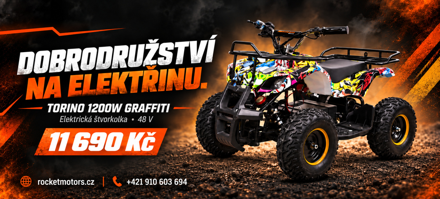 Elektrická čtyřkolka MiniRocket Torino 1200W Graffiti - Žlutá