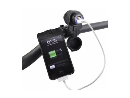 Dvojitá USB zásuvka s uchycením na řídítka