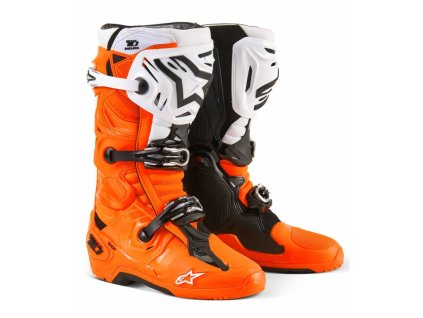 Boty TECH 10 ENDURO, ALPINESTARS (oranžová fluo/černá/bílá) 2025