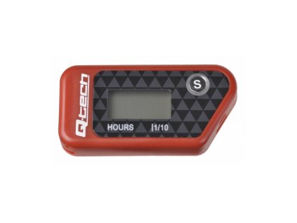 Měřič motohodin bezdrátový s nulovatelným počítadlem, Q-TECH (červený)