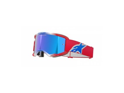 Brýle VISION 5 CORP, ALPINESTARS (červená/bílá/modrá, zrcadlové modré plexi) 2025