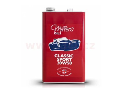 MILLERS OILS Classic Sport Pistoneeze 20W50, motorový polosyntetický, olej (v plechovém retro obalu) 5 l