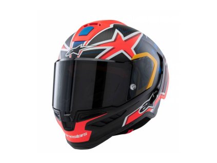Přilba SUPERTECH R10 limitovaná edice JACK MILLER, ALPINESTARS (matný karbon/červená/modrá/žlutá/bílá) 2025