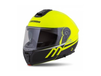 Přilba Modulo 2.1 Compass, CASSIDA (žlutá fluo/černá/stříbrná/červená, plexi s přípravou pro Pinlock) 2026