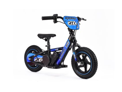 Detské elektrické odrážadlo RIRIBIKE RTX3 24V (12”), modré, Lítiová batéria, 100W motor, Kotúčová brzda, Nastaviteľné mäkké PU sedadlo