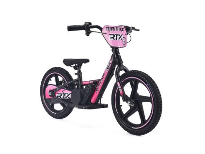 Detské elektrické odrážadlo RIRIBIKE RTX6 24V (16”), ružové, Lítiová batéria, 250W Motor, Kotúčová brzda, Nastaviteľné mäkké PU sedadlo