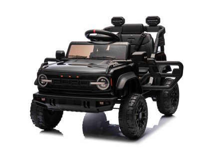Elektrické autíčko Ford Bronco s pohonom zadných kolies s licenciou (Jednomiestne), čierne, Lítiová batéria, Vysoký podvozok, široké sedadlo, Odpružená zadná náprava, 2,4 GHz Diaľkový ovládač, MP3 prehrávač so vstupom USB, LED svetlá