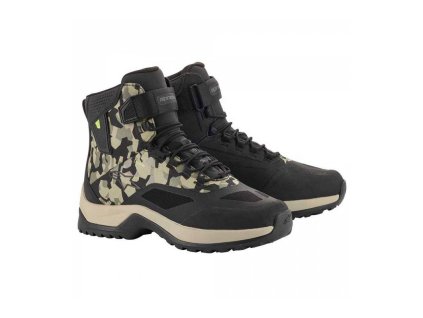 Boty CR-6 DRYSTAR, ALPINESTARS (černá/zelená maskáčová/béžová)
