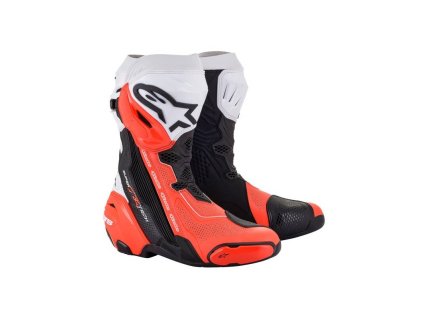 Boty SUPERTECH R VENTED, ALPINESTARS (černá/bílá/červená fluo, perforovaná obšívka) 2025