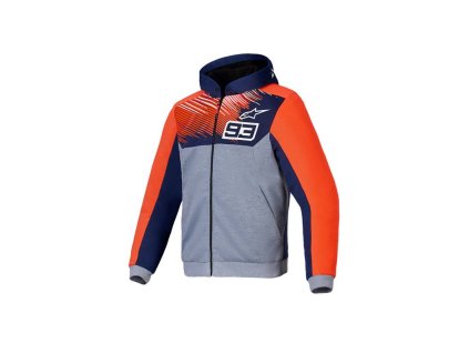 bunda chrome v2 sport hoodie mm93 kolekce alpinestars svetle seda modra cervena fluo 2025